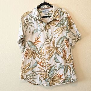 Margaritaville Vintage Hawaiian Shirt White Floral Short Sleeved 100% Cotton